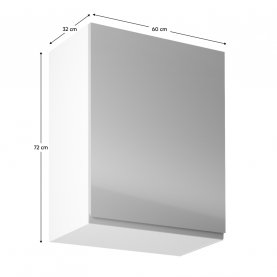 Felsőszekrény, fehér/szürke extra magasfényű, jobbos, AURORA G601F