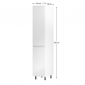 Élelmiszer szekrény, fehér/fehér extra magasfényű, balos, AURORA D40SP