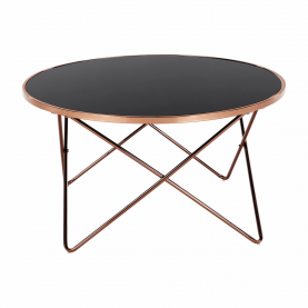 Konferenciaasztal, rose gold króm rózsaszín/fekete, ROSALO