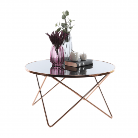 Konferenciaasztal, rose gold króm rózsaszín/fekete, ROSALO