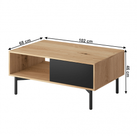 Zsúrasztal FL 102, artisan tölgy/fekete, FORSO