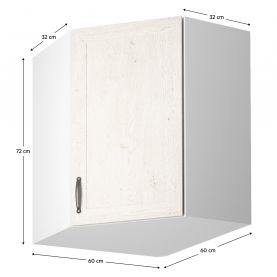 Felső sarokszekrény, fehér/sosna északi, ROYAL G60N