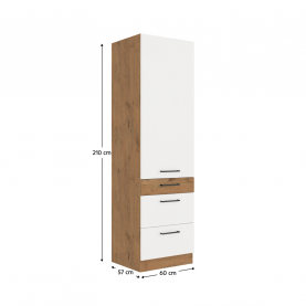 Felső szekrény, lancelot tölgy / fehér extra magas fényű HG, VEGA 60 DKS-210 3S  1F