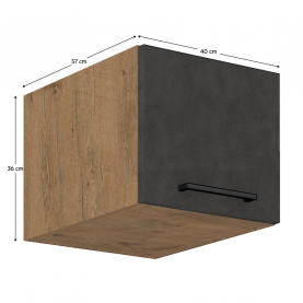 Felsőszekrény, tölgy lancelot/szürke matt, VEGA 40 NAGU-36 1F