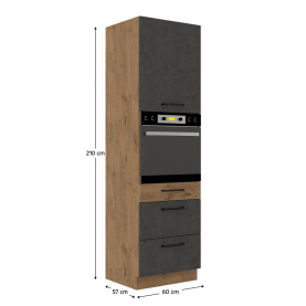 Magas szekrény, tölgy lancelot/szürke matt, VEGA 60 DPS-210 3S 1F Magas szekrény, tölgy lancelot/szürke matt, VEGA 60 DPS-210 3S 1F