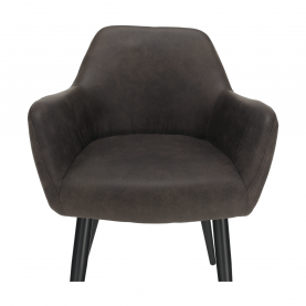 Design karosszék, szálcsiszolt bőrszövet, barna / fekete, LACEY