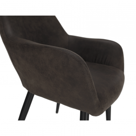 Design karosszék, szálcsiszolt bőrszövet, barna / fekete, LACEY