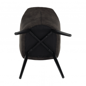 Design karosszék, szálcsiszolt bőrszövet, barna / fekete, LACEY