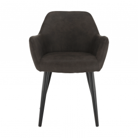Design karosszék, szálcsiszolt bőrszövet, barna / fekete, LACEY