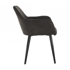 Design karosszék, szálcsiszolt bőrszövet, barna / fekete, LACEY