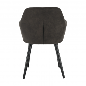 Design karosszék, szálcsiszolt bőrszövet, barna / fekete, LACEY