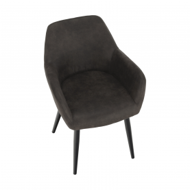 Design karosszék, szálcsiszolt bőrszövet, barna / fekete, LACEY