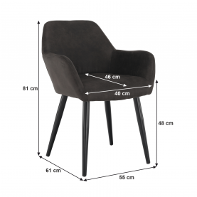 Design karosszék, szálcsiszolt bőrszövet, barna / fekete, LACEY