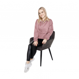 Design karosszék, szálcsiszolt bőrszövet, barna / fekete, LACEY