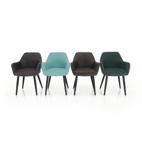 Design karosszék, szálcsiszolt bőrszövet, barna / fekete, LACEY