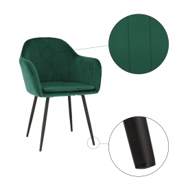 Dizájnos fotel, smaragd Velvet anyag, ZIRKON