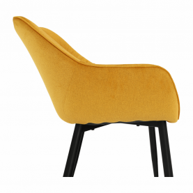 Dizájnos fotel, sárga Velvet anyag, FEDRIS