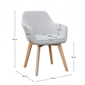 Dizájnos fotel, világosszürke/bükk, CLORIN NEW