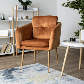 Dizájner fotel, terrakotta Velvet szövet, AVETA
