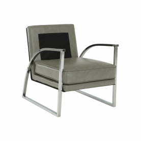 Dizájnos fotel, ezüst-szürke/ezüst, KUMON