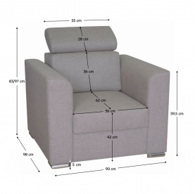 Fotel rendelésre luxus ülőgarnitúrához, bézs,  MARIETA