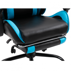 Irodai/gamer fotel lábtartóval, fekete/kék, TARUN
