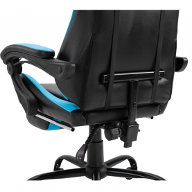 Irodai/gamer fotel lábtartóval, fekete/kék, TARUN