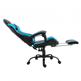 Irodai/gamer fotel lábtartóval, fekete/kék, TARUN