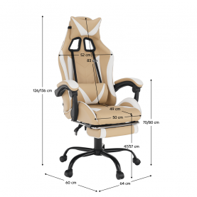 Irodai/gamer fotel, fekete/fehér/bézs, OZGE 2 NEW Irodai/gamer fotel, fekete/fehér/bézs, OZGE 2 NEW