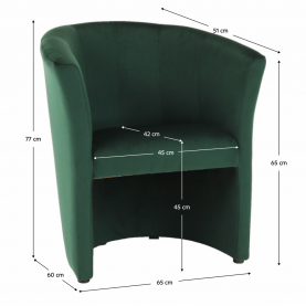 Klub fotel, smaragd anyag, CUBA