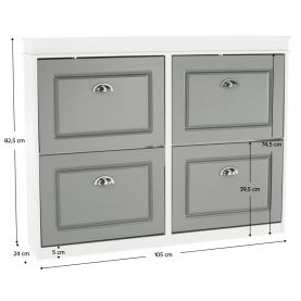 Cipőpolc, 4-soros, szürke/fehér, SEBER TYP 5