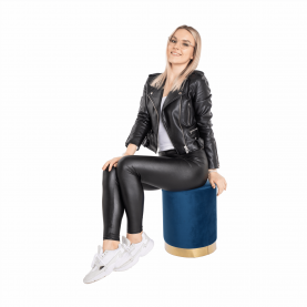 Puff, kék Velvet anyag/gold króm-arany, ALAZ