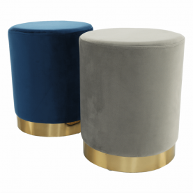 Puff, kék Velvet anyag/gold króm-arany, ALAZ