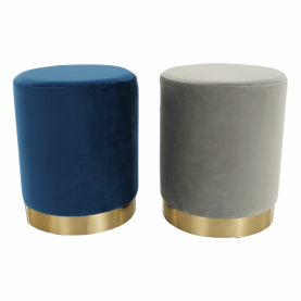 Puff, kék Velvet anyag/gold króm-arany, ALAZ