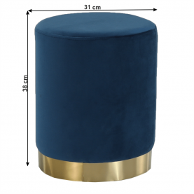 Puff, kék Velvet anyag/gold króm-arany, ALAZ