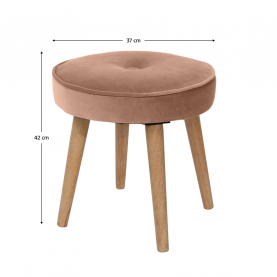 Puff, rózsaszín Velvet anyag/barna, SAIDA Puff, rózsaszín Velvet anyag/barna, SAIDA
