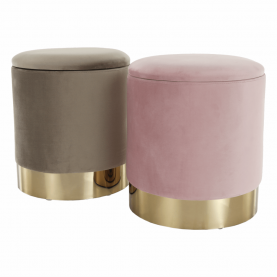 Puff, szürkésbarna TAUPE Velvet anyag/gold króm-arany, ANIZA