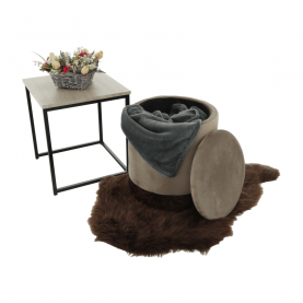 Puff, szürkésbarna TAUPE Velvet anyag/gold króm-arany, ANIZA