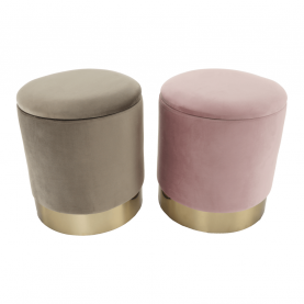 Puff, szürkésbarna TAUPE Velvet anyag/gold króm-arany, ANIZA