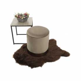 Puff, szürkésbarna TAUPE Velvet anyag/gold króm-arany, ANIZA