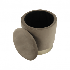 Puff, szürkésbarna TAUPE Velvet anyag/gold króm-arany, ANIZA