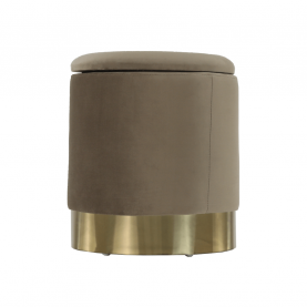 Puff, szürkésbarna TAUPE Velvet anyag/gold króm-arany, ANIZA