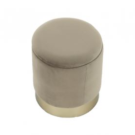 Puff, szürkésbarna TAUPE Velvet anyag/gold króm-arany, ANIZA