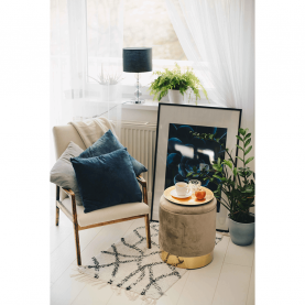 Puff, szürkésbarna TAUPE Velvet anyag/gold króm-arany, ANIZA