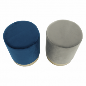 Puff, szürke Velvet anyag/gold króm-arany, ALAZ