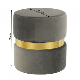 Puff, szürkésbarna Velvet anyag/arany festés, VIZEL