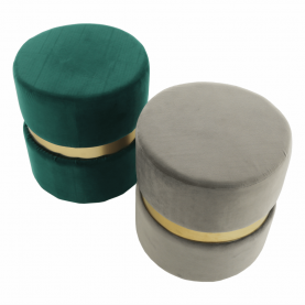 Puff, szürkésbarna Velvet anyag/arany festés, VIZEL