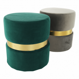 Puff, szürkésbarna Velvet anyag/arany festés, VIZEL