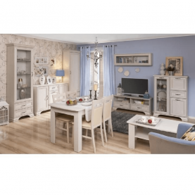 Vitrines szekrény fiókokkal 2W2S, woodline bézs, TIFFY 03