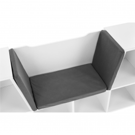 Gyerekkönyvtár ülőhellyel, fehér/szürke, FERIA Gyerekkönyvtár ülőhellyel, fehér/szürke, FERIA